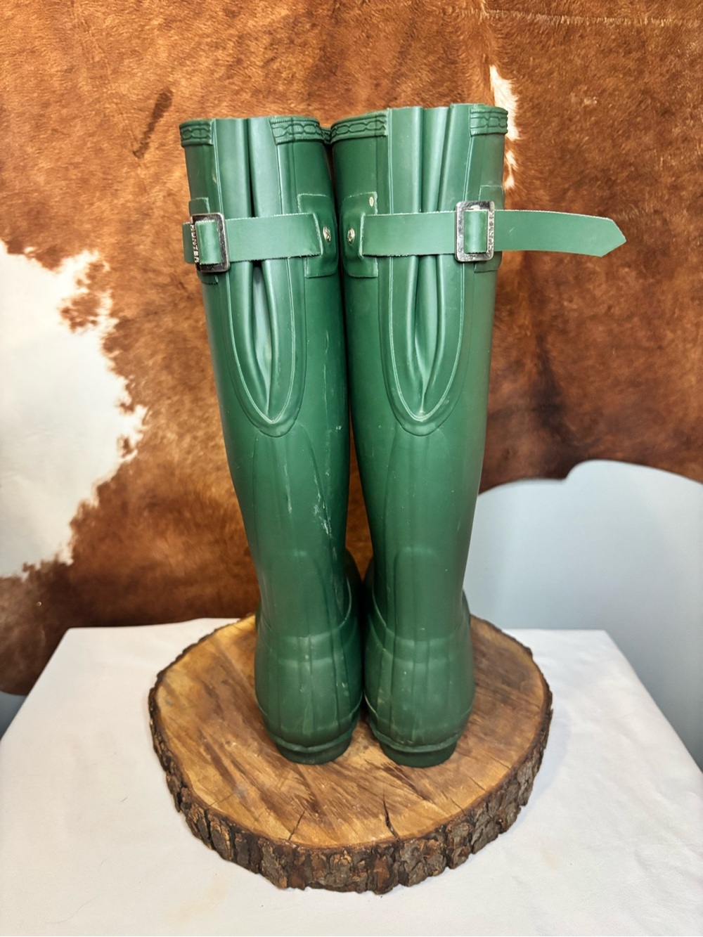 Hunter Original Tall Rain Boots Green Women’s US 7 / EU 38 Waterproof Wellies - Picture 2 of 5